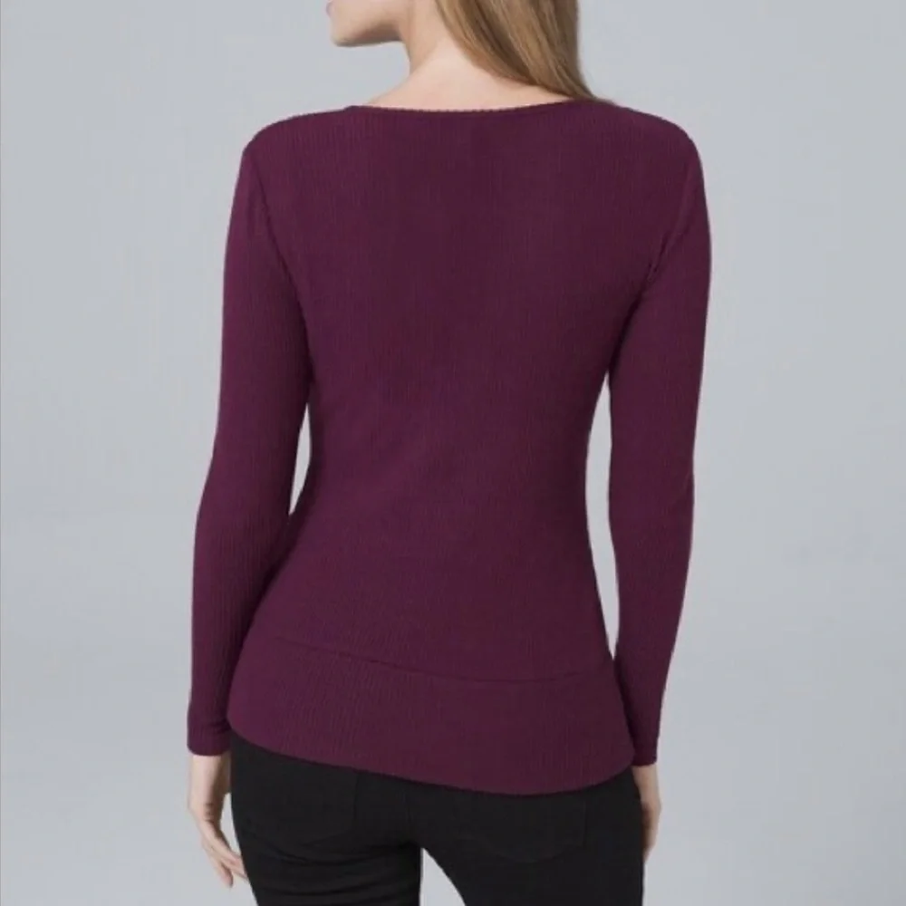 NWT White House Black Market PlumTwisted Surplice Knit Top - Picture 3 of 11